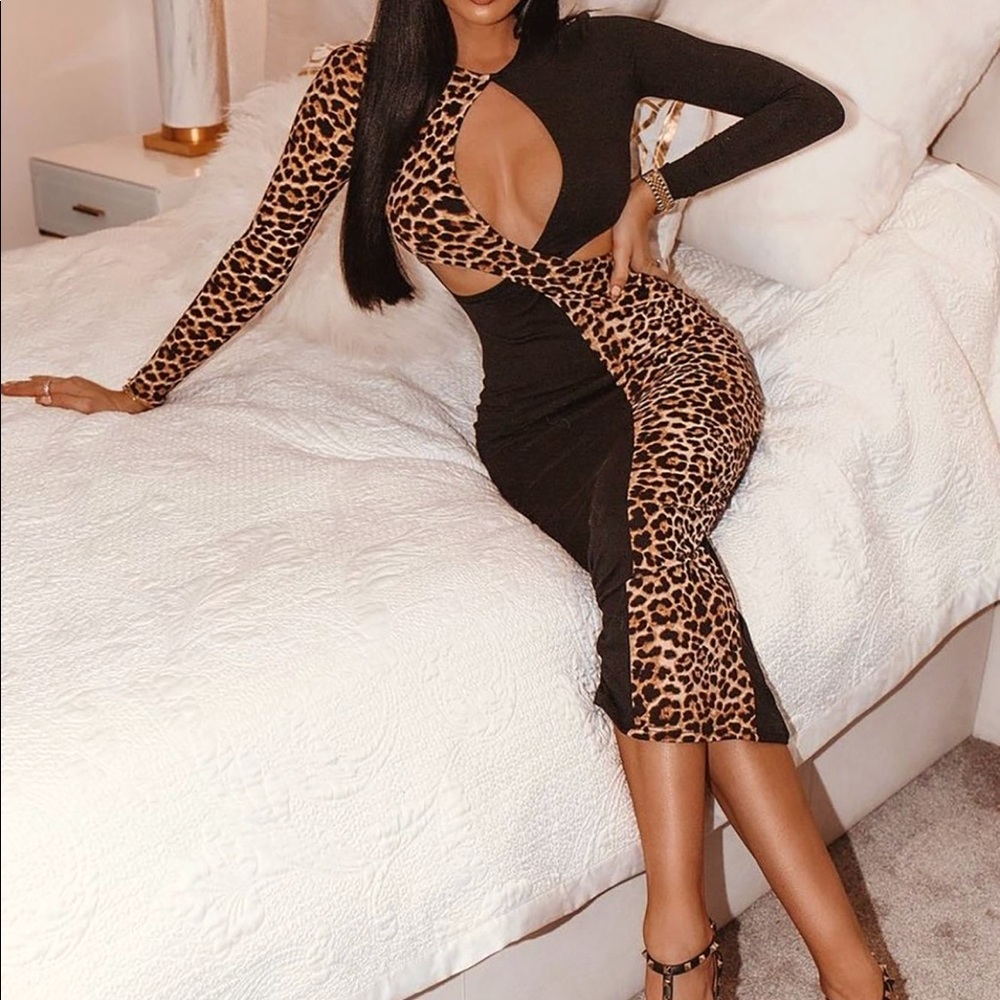Leopard Cutout Dress by Fashion Nova